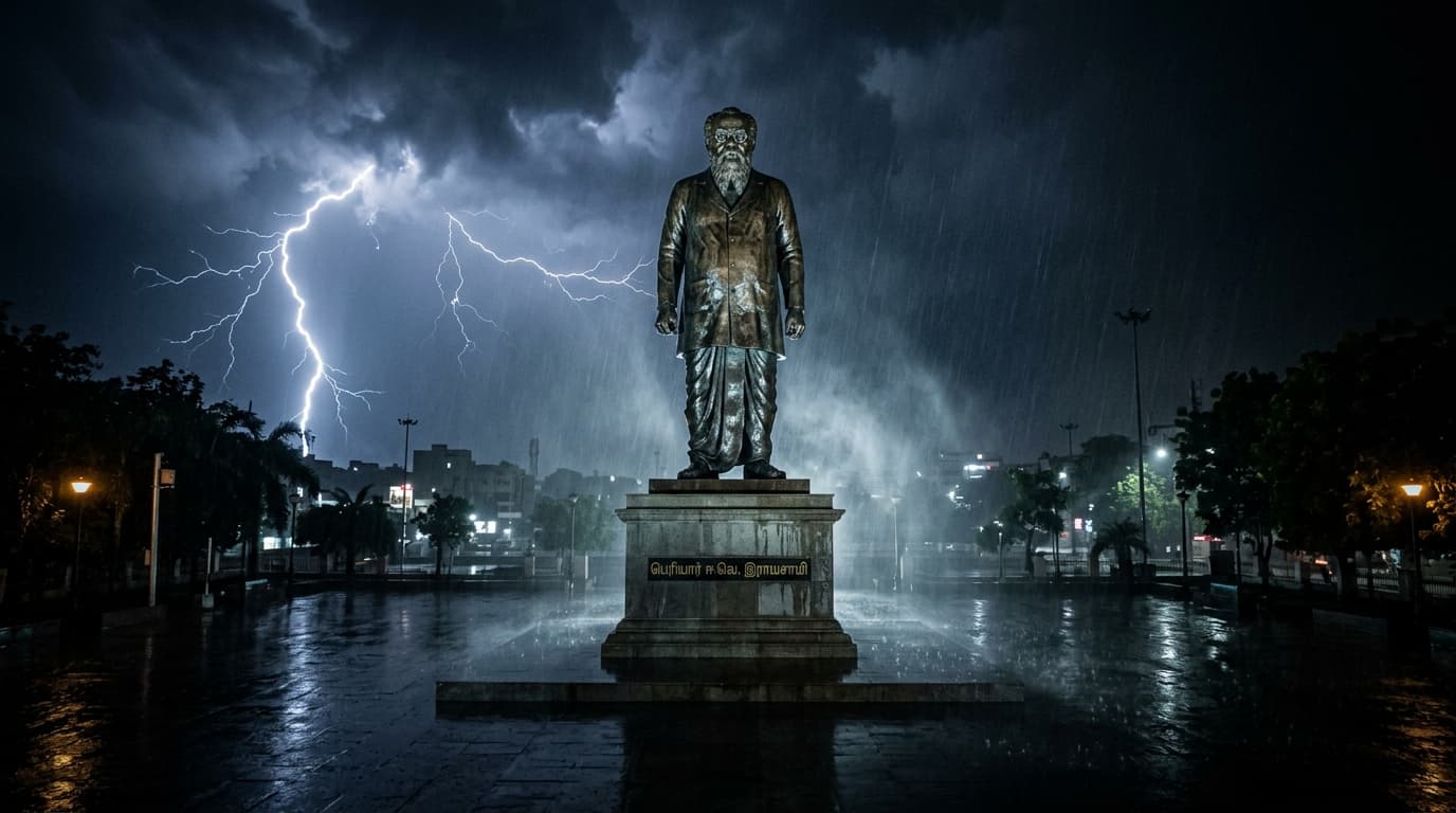 Periyar Monument in Rainy Night
